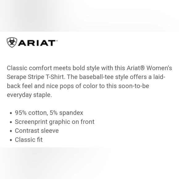 NWT Ariat Serape Stripe Baseball T Shirt Laid Back Style and Comfort Size XXL - Picture 5 of 15